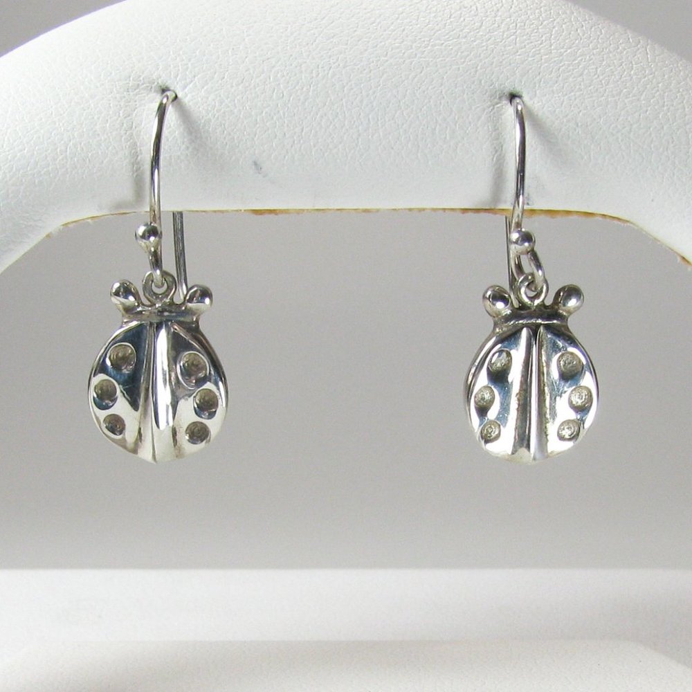 Sterling Silver Ladybug Dangle Earrings